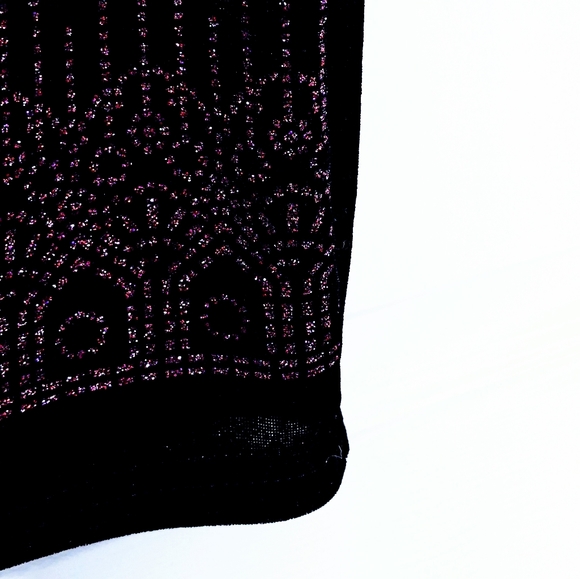 Vtg Black Velvet Party Skirt. Pink Art Deco Sparkle. XS fit. Md in Canada. HP! - Picture 8 of 16
